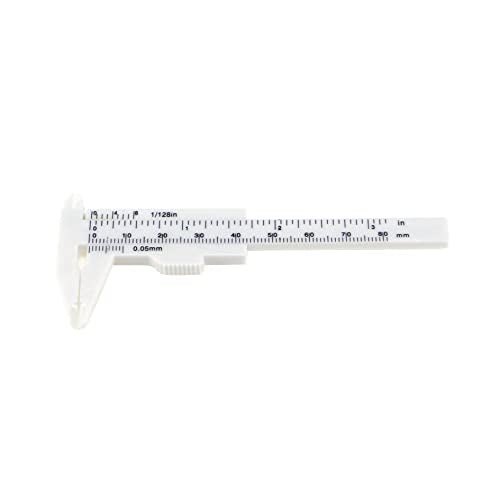10pcs Plastic Vernier Caliper Mini Plastic Caliper Double Scale Measuring Tool for Jewelry Eyebrow Stencil 0-80mm/0-3.15 Inch White