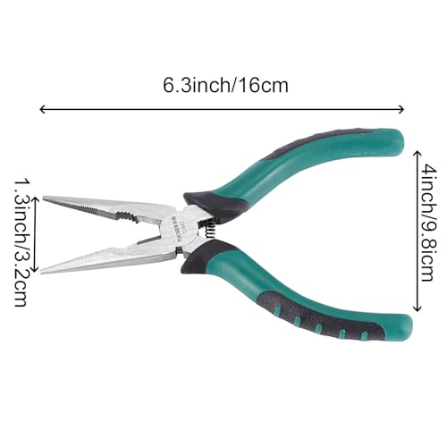 8 PCS 6.3 Inch Spring Needle Nose Pliers, Heavy Duty Steel Nose Side Cutting Pliers Nonslip Rubber Handle Wire Cutter for Crimping Looping Shearing - size: 6.5 Inch 8 PCS
