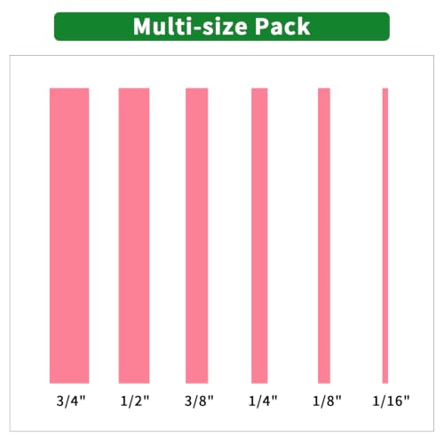 6 Rolls Pinstripe Masking Tape 1/16", 1/8", 1/4", 3/8",1/2", 3/4" - color: Pink