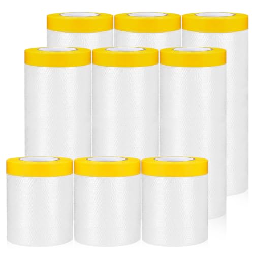 Seajan 9 Roll Pre-Taped Painters Plastic, Masking Film, White, 3 Size - size: 22/43/59in X 66ft
