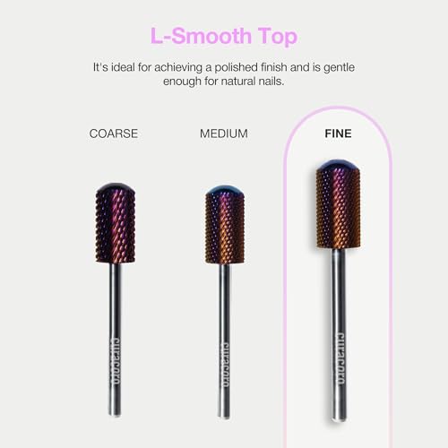 Curacoro Nail Drill Bits 3/32'' L-Shaped Smooth Top Carbide Bit (Fine) - color: Galaxy - L-Smooth Top, size: Fine