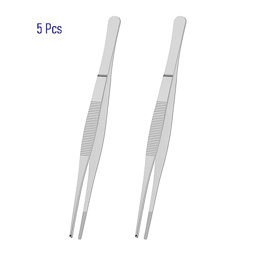2 PCS 5.5" Stainless Steel Tweezers, Straight Blunt, 1/16" - size: 5.5"L(1/16"T)