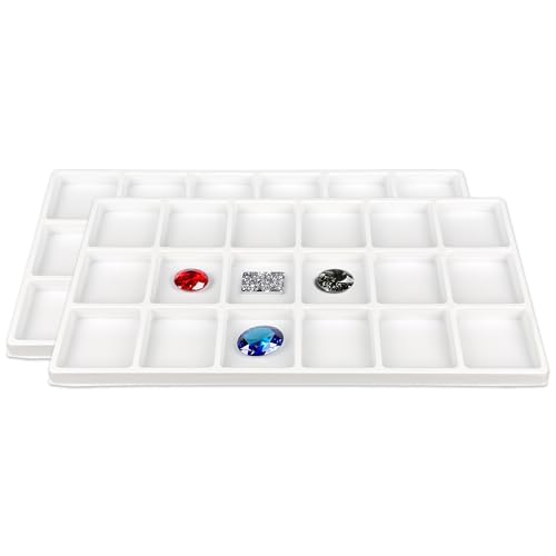 The Display Guys 2-Pack 18-Compartment Jewelry Tray Inserts, White - color: White, size: Compartments - 18