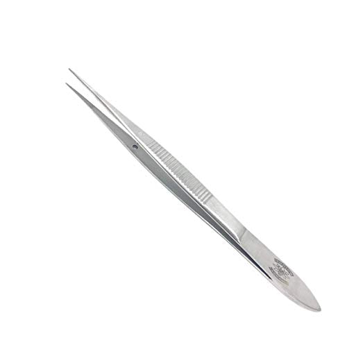 Fine Precision Stainless Steel Lab Tweezers/Forceps with Medium Tips - size: 4.5 in.
