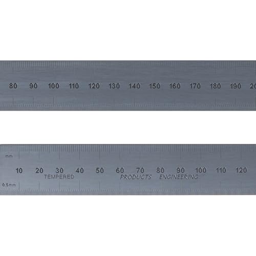 PEC Tools 300mm Flexible Metal Ruler, Made from High-Quality Carbon Steel with Satin Chrome Finish, Fully Metric Graduation (0.5mm, 1.0mm), Trusted by Professionals, Made in USA - color: Carbon Steel-Flexible, size: 300mm