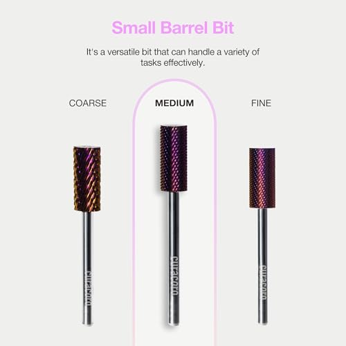 Curacoro Nail Drill Bits 3/32'' Small Barrel Carbide Bit (Medium) - color: Galaxy - Small Barrel Bit, size: Medium
