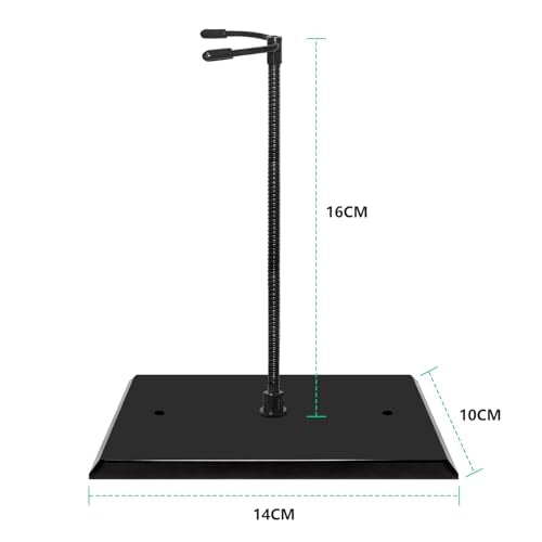 Action Figure Stand with Flexible Bendable Metal Arm, Adjustable Waist Clamp Display Stand Compatible With HG RG SD SHF Gundam 1/144 Models, Stop Motion Rig for Posing.（3Pack Black） - color: Black