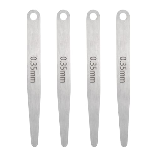 HARFINGTON 4pcs Metric Thickness Feeler Gauge 0.35mm Single Blade Oval Feeler Gauge 304 Stainless Steel Gap Measuring Tool for Repair Valve Guitar Spark Plug - size: 0.35mm