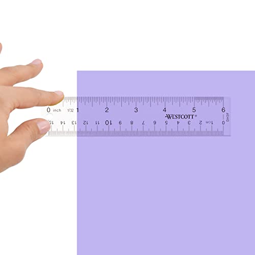 Westcott 10561 Acrylic Clear Ruler, 6 in (Pack of 5) - size: 6 Inches (Pack of 5)