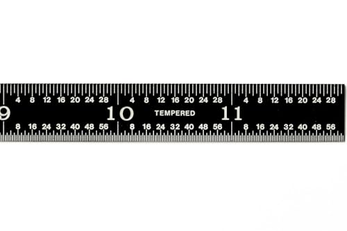 PEC Tools 12" Flexible Black Chrome Metal Ruler, 3R Graduation - color: Black Chrome-Flexible, size: 12"