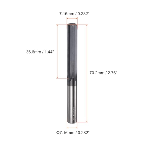 HARFINGTON Carbide Chucking Reamer 0.282"(7.16mm) Dia Straight Flute - size: 0.282"