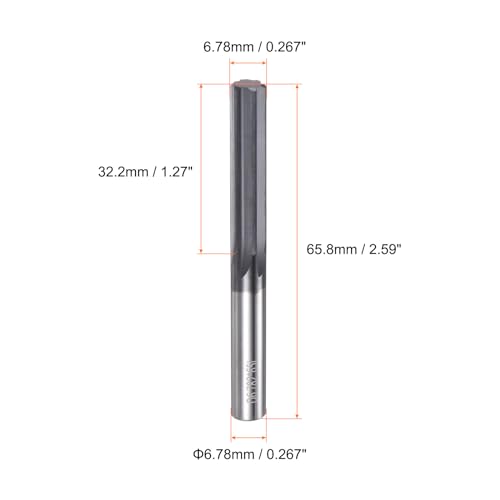 HARFINGTON Carbide Chucking Reamer 0.267"(6.78mm) Dia Straight Flute Straight Shank Machine Reamer Tool for Metal and Lathes CNC Machining Centers, Black - size: 0.267"