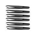 Black Plastic Slant Flat Tip Anti-static Tweezers 4.7 Inch Length 6pcs