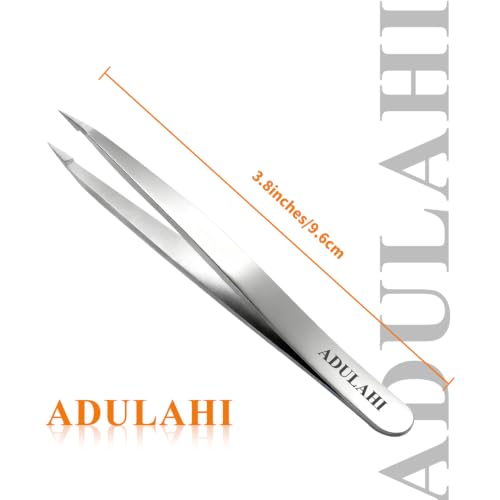 Precision Pointed Tweezers - Professional High Carbon Stainless Steel Needle Nose Tweezers for Effortless Eyebrows & Facial Hair Removal | Hand-Filed Sharp Tips | Salon & Home Use with Case