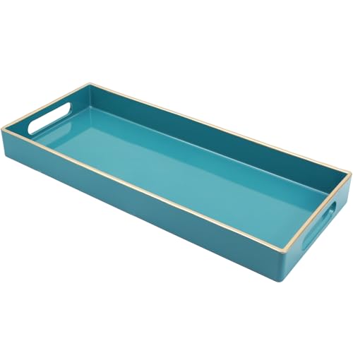 Teal Blue Vanity Tray with Handles, 5.9"*13.7" - color: T1535lb