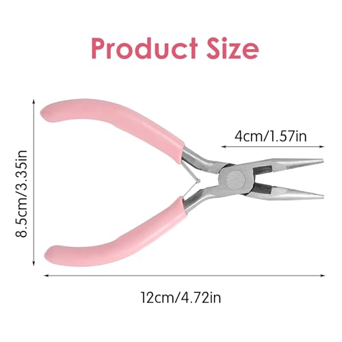 Needle Nose Pliers with Teeth, 4.5 Inch Pliers for Jewelry Making, Comfort Grip Handle Craft Pliers for Wire Bending, Repair, Object Grasping