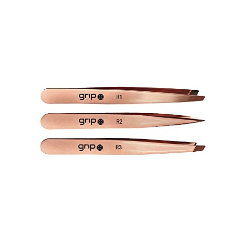 Grip Pointed Tip Tweezers Rose Gold R2 Stainless Steel Precision - color: Rose Gold