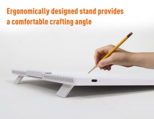 YINGWOND Rechargeable A4 LED Light Pad w/Built-in Riser Stands, 6 Levels of Brightness, Type-c Charging Port, Evenly Illuminated Light Box for Tracing, and Diamond Painting- (White) - style: Rechargeable-A4 White