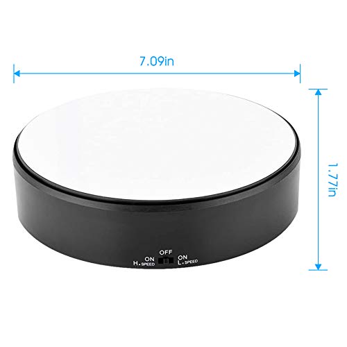 Rotating Display Stand, Speed Adjustable Electric 360° Turntable Display Holder Mirror Motorized Revolving Base Battery Powered for Displaying Jewelry Watch Digital Photography