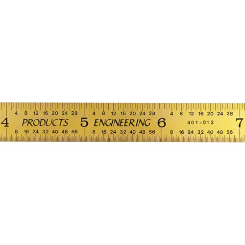 PEC Tools 12" TiN Coated Metal Ruler, Flexible, 4R Graduation, Long-Wearing - color: TiN Coating-Flexible, size: 12"