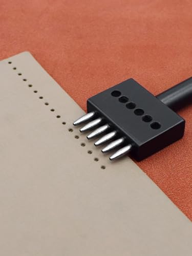 Leather Round Hole Punching Tool 3pcs Prong Punch Tool Set with 2/4/6 Prong Options for Precise Round Hole Punching DIY Leather Craft (4MM) - size: 4MM