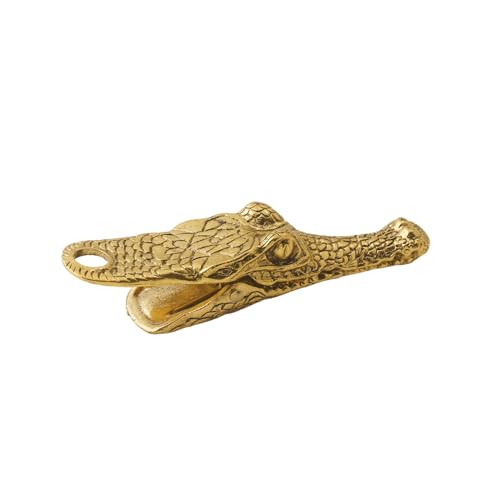 Vintage Crocodile Head Journal Clip - 3.4 Inch Heavy Duty Alligator Metal Book Clip Pin, Solid Decorative Bookmark Paper Organizer Notebook Holder Planner for Home Office Desk - color: Ancient Golden Clip
