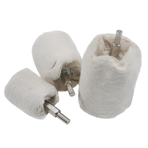 3 Pcs 1/4" Shank White Flannelette Polishing Wheels - style: Cylinder shape