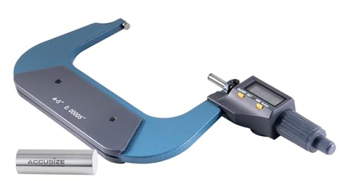 Accusize Industrial Tools 4-5''/100-125 mm by 0.00005''/0.001 mm 2 Keys Electronic Digital Outside Micrometer, Metric/Imperial, Md71-0005 - size: 4-5"