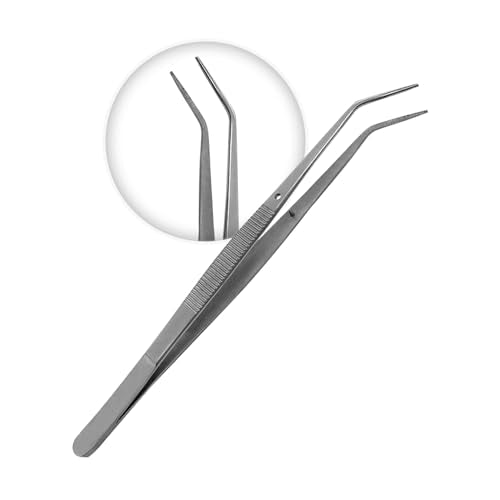 Fine Point - Micro Tweezers Forceps - Splinter Remover Pliers Stainless Steel Straight & Curved, Sets (6 pcs Set (3Str/3cud)) - size: 6 pcs Set (3Str/3cud)