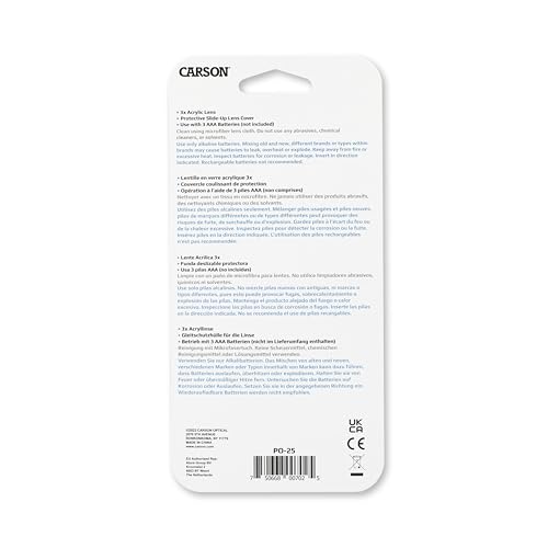 Carson MiniBrite 3x Power LED Lighted Slide Out Magnifier with Protective Sleeve (PO-25), gray - size: Single Pack