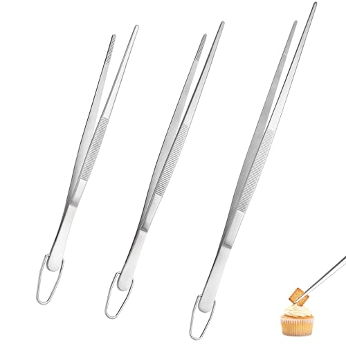 U-Taste Kitchen Cooking Tweezers 18/8 Stainless Steel, 8+10+12"/Pointed Tip - size: 8in+10in+12in (pointed tip)