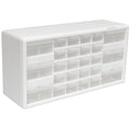 Akro-Mils 26-Drawer Plastic Storage Cabinet, 20"W x 6"D x 10"H, White - color: White, size: 26 Drawer, style: 1 Pack
