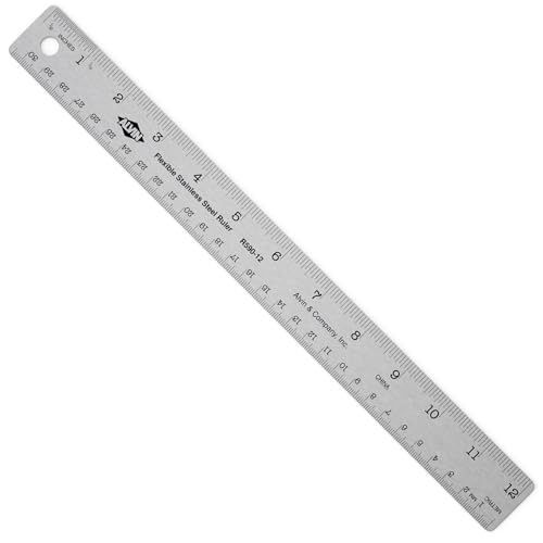 ALVIN R590-12 Inking Ruler with Nonskid Cork Back, Stainless Steel, 12" x 1-1/8" Size - style: 12"