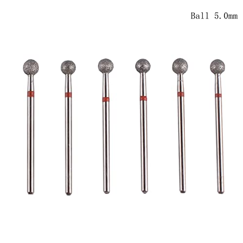6pcs Pro Diamond Ball Bits,Cuticle Drill Bit Set for Russian Manicure,3/32 Shank efile Bit (φ5.0mm) - size: 1 Count (Pack of 1)