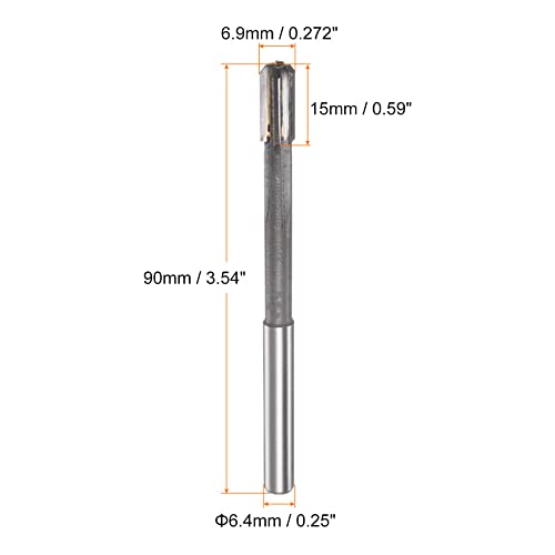 HARFINGTON Chucking Reamer 6.9mm H7 C1/K30 Carbide Tip Precision Straight Flutes Round Shank Lathe Machine Milling Cutter - size: 6.9mm