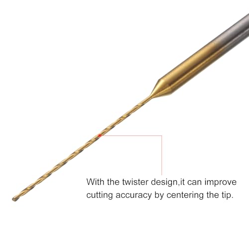 uxcell 8Pcs 0.6mm Mini Twist Drill Bit, Micro Engraving Drill Bits High-Speed Steel 2.35mm Shank Titanium Coated for DIY Resin, Amber and Wood - size: 0.6mm