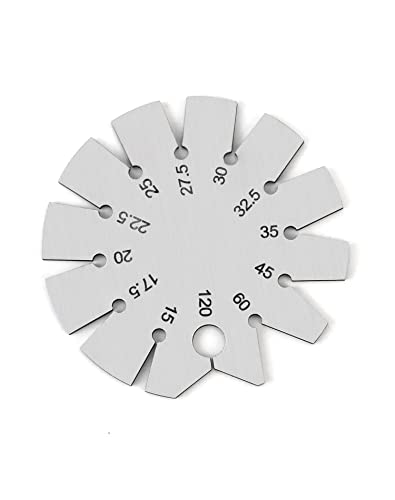 QWORK Bevel Gauge, Stainless Steel Axe Angle Gauge Round Shape Knife Angle Finder 15-120 Degree for Measuring Knife Angle