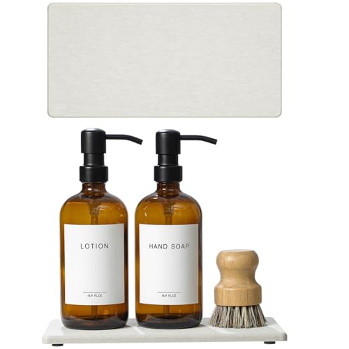2PCS 10"x 5" Large Bathroom Sink Vanity Trays, Water Absorbing Diatomite Stone Quick Drying Mat for Kitchen Counter, Dish Rack Dispensers Sponge Holder Caddy Organizer, Beige, 10"x 5" - color: 2 Pack - Beige, size: 10" x 5"