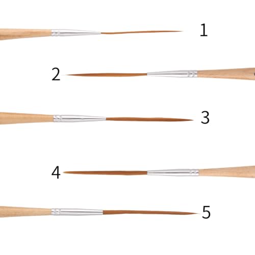 5pcs Long Liner Paint Pinstripe Brushes Set, Fine Detail Brushes (5 Sizes) - color: Wood Color