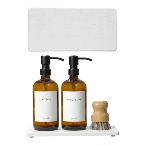 2PCS 10"x 5" Large Bathroom Sink Vanity Trays, Water Absorbing Diatomite Stone Quick Drying Mat for Kitchen Counter, Dish Rack Dispensers Sponge Holder Caddy Organizer, White, 10"x 5" - color: 2 Pack - White, size: 10" x 5"