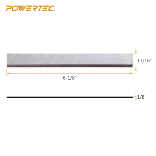 POWERTEC 6-1/8 Inch Jointer Blades for Ridgid JP06000, JP06101, JP0610 Jointer, Replacement for AC8600, JE08008 Jointer Knives, Set of 3 (148020) - size: 6-1/8"