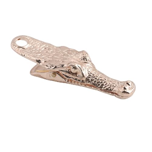 Vintage Crocodile Head Journal Clip - 3.4 Inch Heavy Duty Alligator Metal Book Clip Pin, Solid Decorative Bookmark Paper Organizer Notebook Holder Planner for Home Office Desk - color: Pink Clip