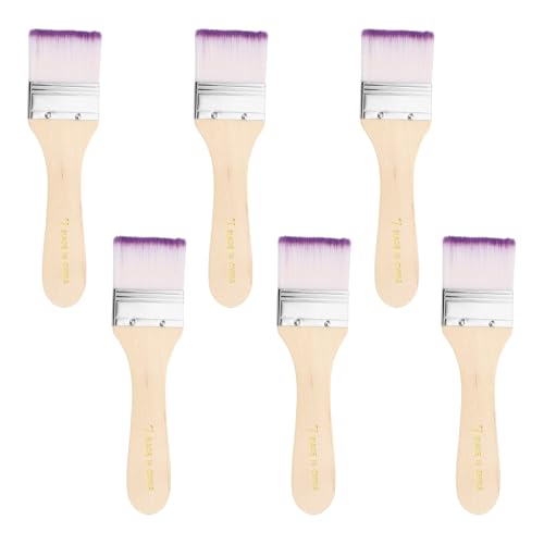 PATIKIL 6Pcs Wooden Paint Brush Set, 6.1" Nylon Bristle Flat Brushes #7 - color: Purple/White, size: #7