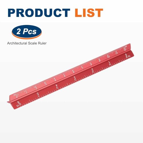 HARFINGTON 2Pcs Architectural Scale Ruler 7" Large Scale Laser Red - color: Red, size: 7 Inch