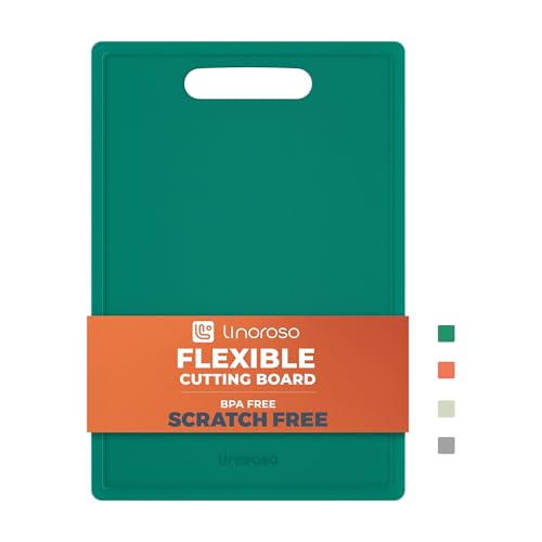 Linoroso Flexible Kitchen Cutting Board - Made from BPA Free Material - Cutting Mark Prevention, 10x14 Inches, Non-Slip Design - Easy-Care Kitchen Essential, Green - color: Green