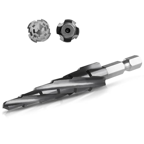 Cobalt M35 4 Spiral Flutes Step Drill Bit for Metal 3/16" to 1/2" - size: M35 Spiral 3/16" to 1/2"