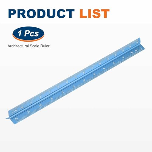 HARFINGTON Architectural Scale Ruler 12" Metric Aluminum Alloy Large Blue - color: Blue, size: 12 Inch
