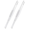2 PCS 5.5" Stainless Steel Tweezers, Straight Blunt, 0.07" Thick - size: 5.5"L(0.07"T)