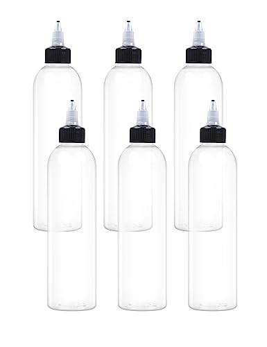 EOSAU 6 Pcs 8oz Clear Plastic Squeeze Bottles for Liquids, Twist Top Cap - color: Clear, size: 8oz 6Pack