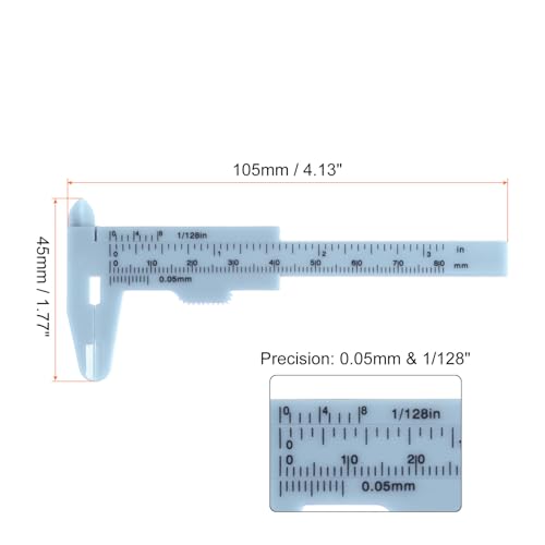 HARFINGTON 10pcs Mini Plastic Vernier Caliper 80mm/3 Inch Double Scale Metric Inch Sliding Gauge Measuring Tool Ruler for Inside Outside Depth Measuring, Blue - color: Light Blue, size: 0-80mm